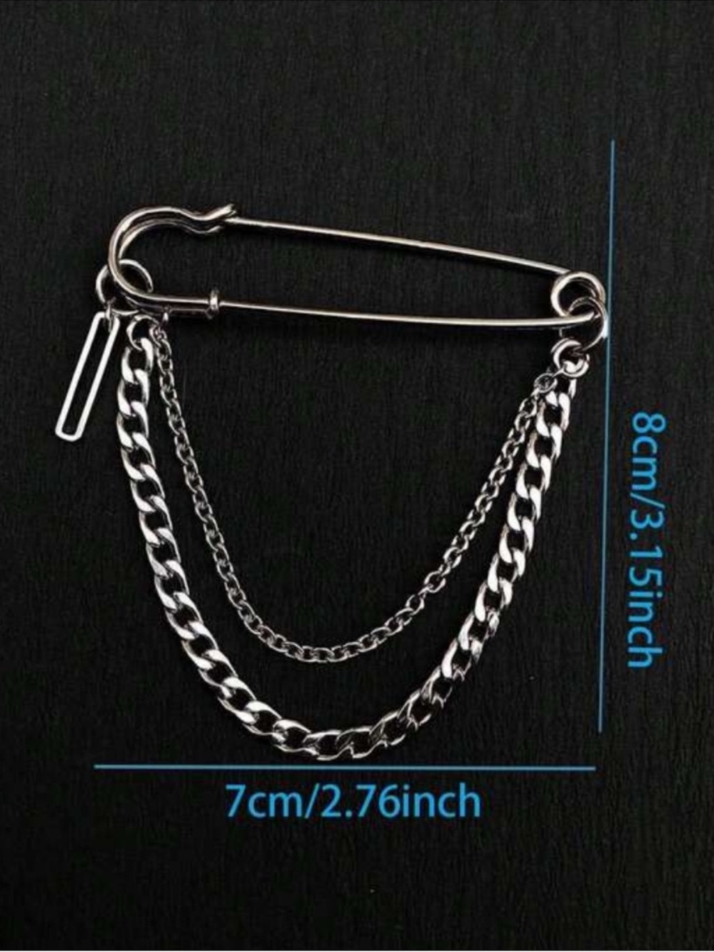 Anthropologie Silver Safety-Pin Chain Brooch - Picture 3 of 3